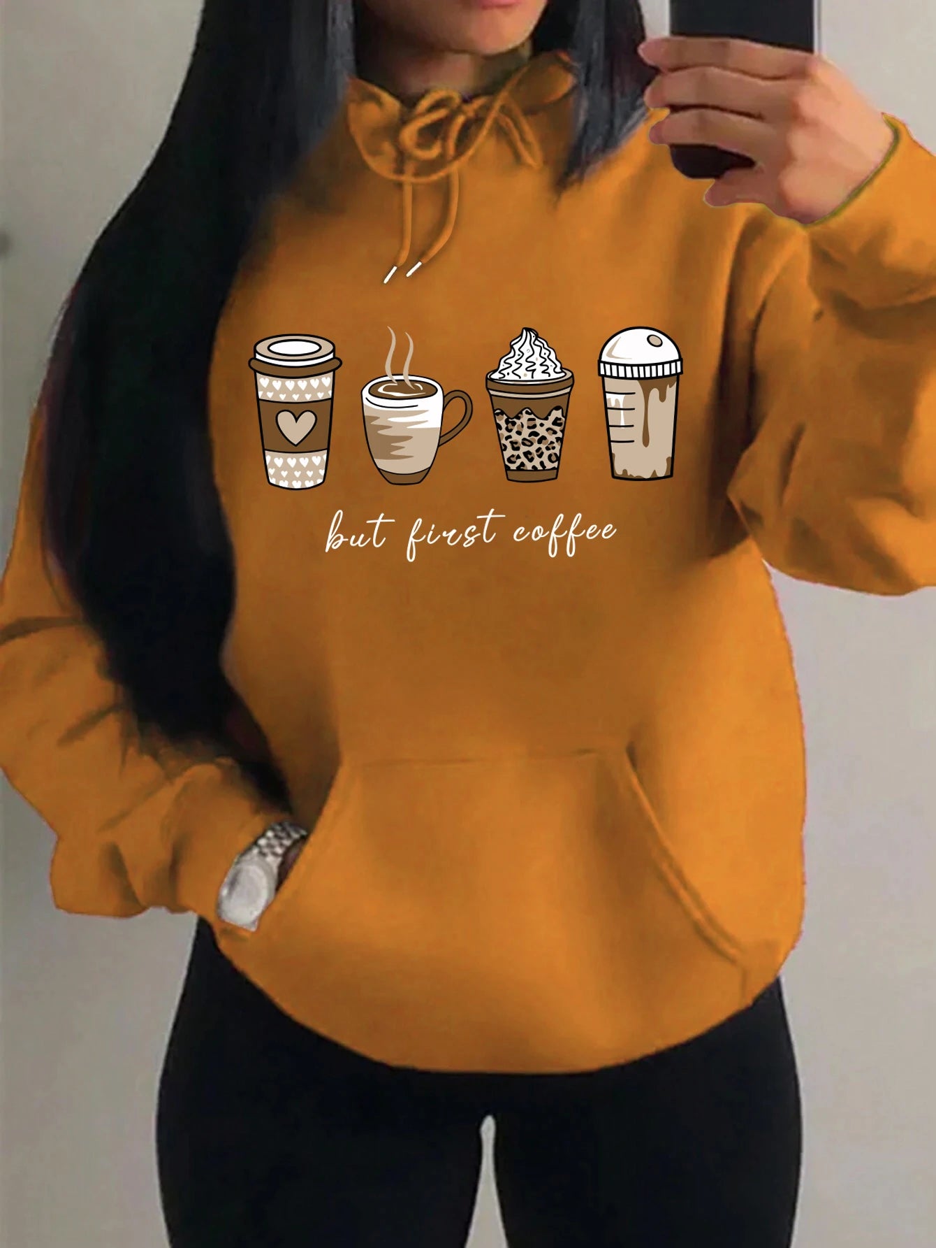 But First Coffee Pattern Hoodie