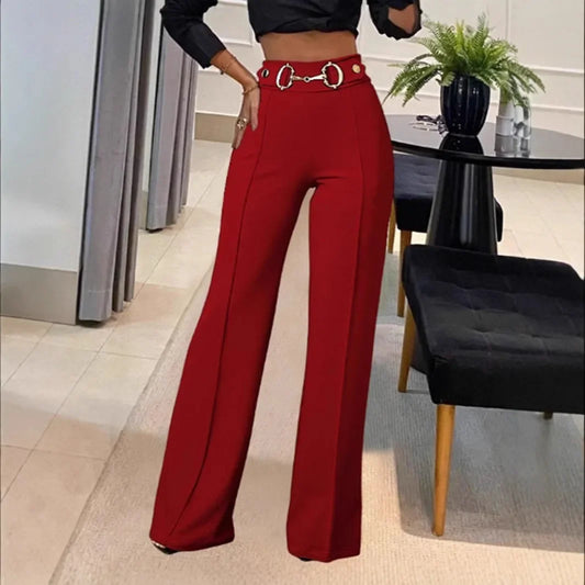Solid Color Women's Straight-Leg Pants