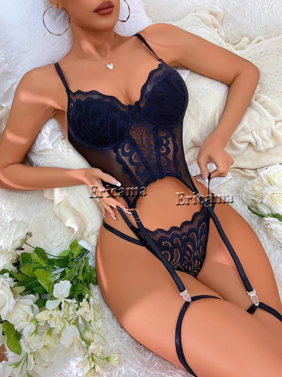 Floral Lace Garter & Choker Set