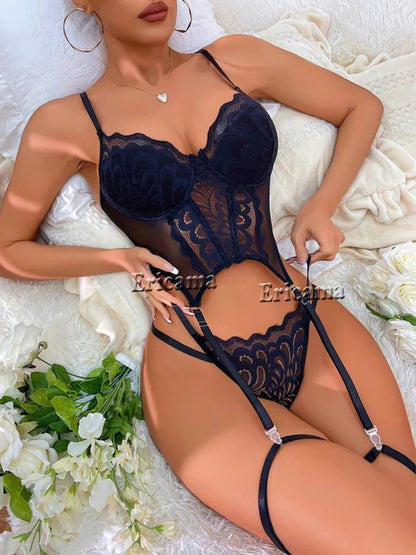 Floral Lace Garter & Choker Set