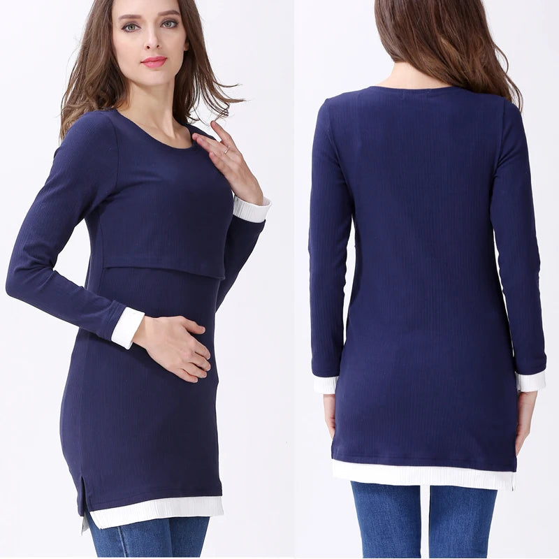 High Collar Long Sleeve Nursing Top
