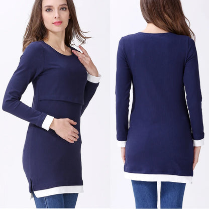 High Collar Long Sleeve Nursing Top