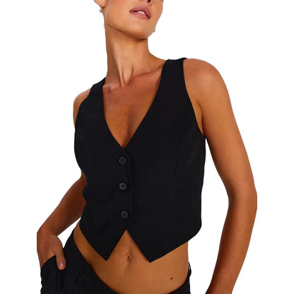 Women's Fashion Black Sleeveless Vests