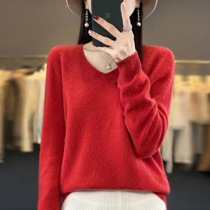 Women’s Merino Wool V-Neck Sweater