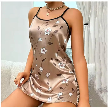 Women’s Summer Floral Satin Nightgown