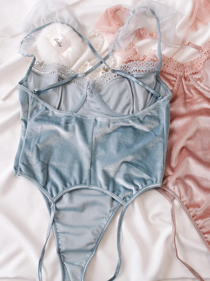 Sexy Velvet Halter Lingerie Set