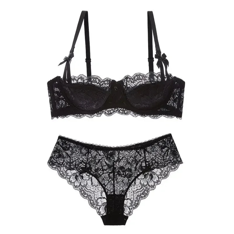Rabbit Ear AB Cup French Lace Bra Set
