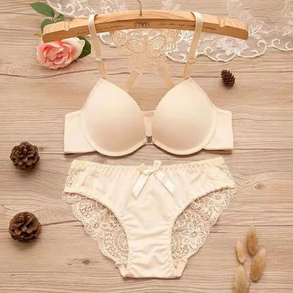 Sexy Red Front-Button Push-Up Bra Set