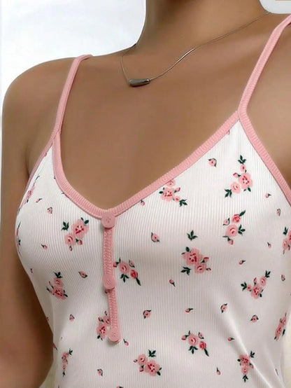 Plus Size Floral Button-Front Nightgown