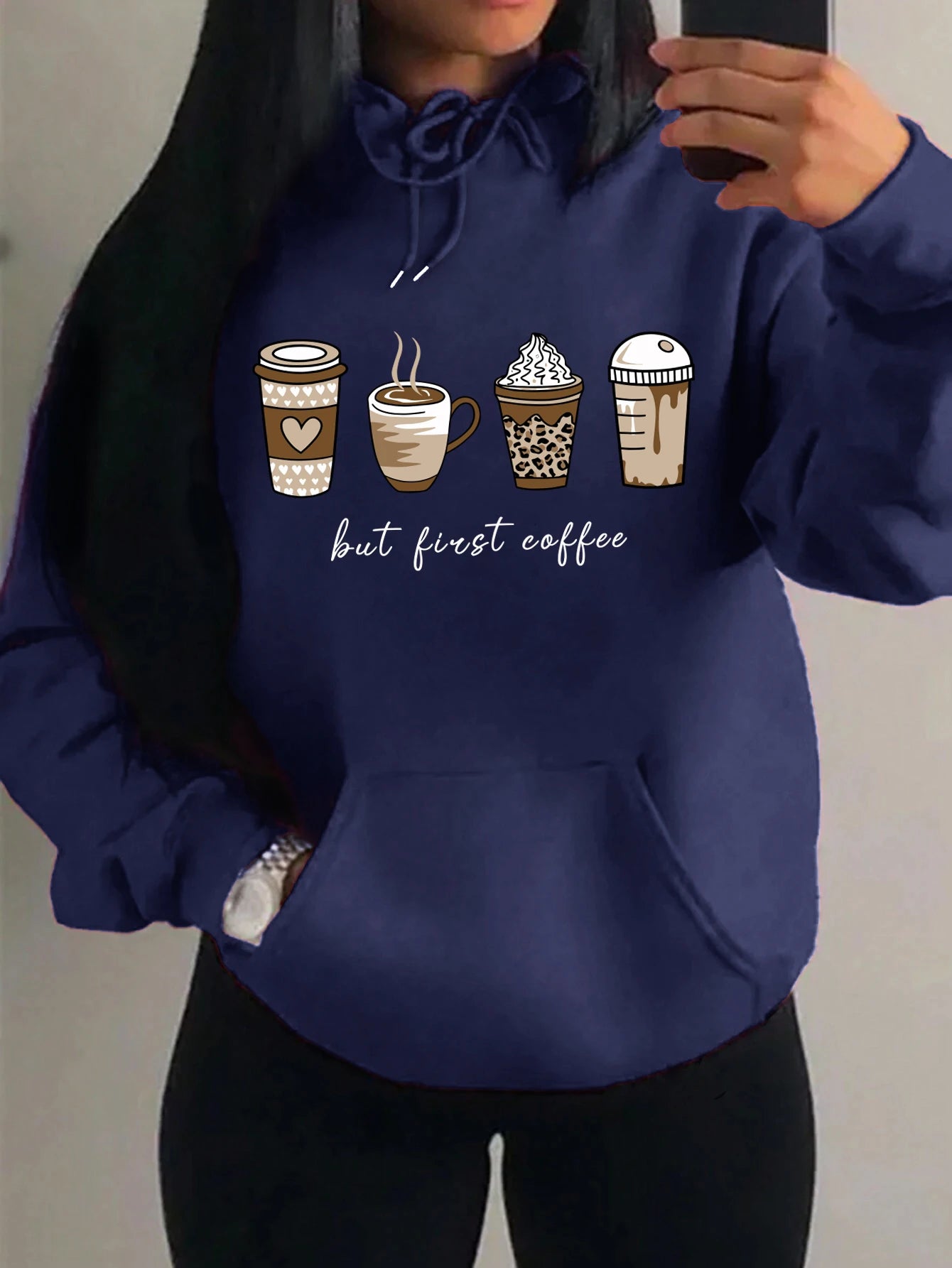 But First Coffee Pattern Hoodie