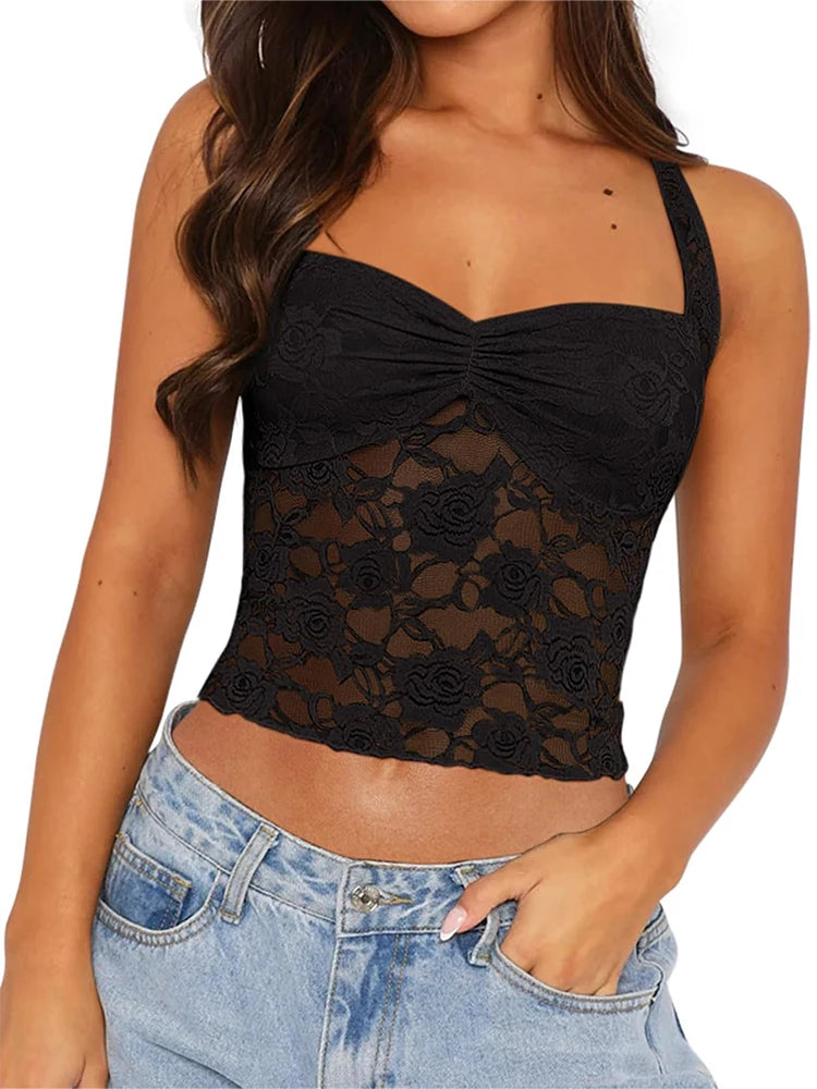 Women's Sexy Lace Tie Tank
