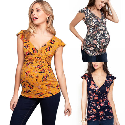 Striped V-Neck Nursing Tee