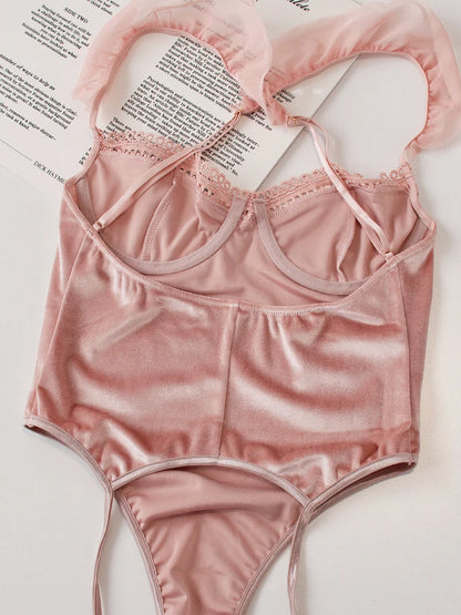 Sexy Velvet Halter Lingerie Set