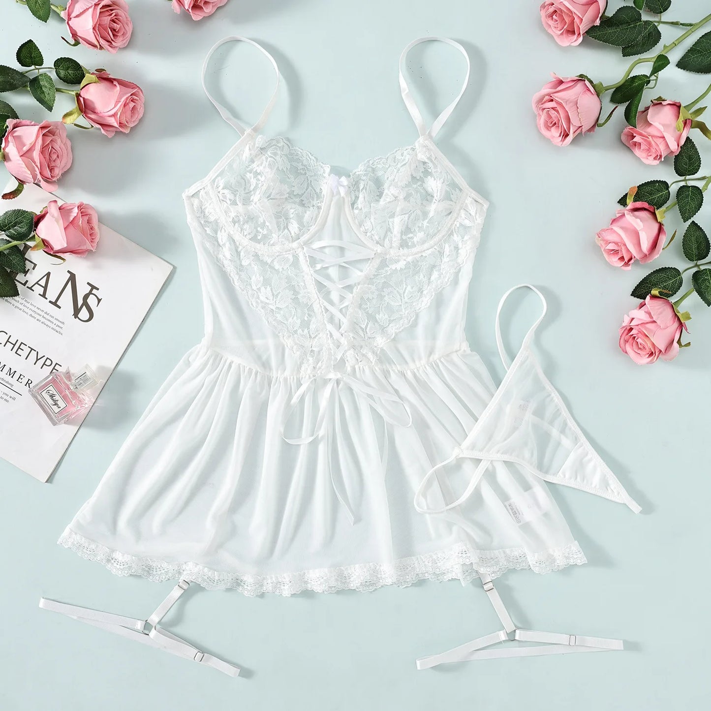 Sexy Transparent Lace Lingerie Set