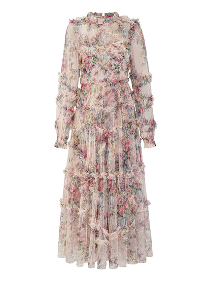Elegant Lace Floral Prom Dress