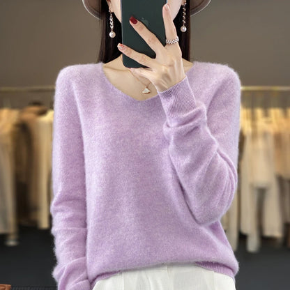 Women’s Merino Wool V-Neck Sweater