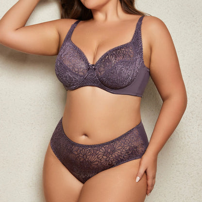 Plus Size Breathable Lace Lingerie Set