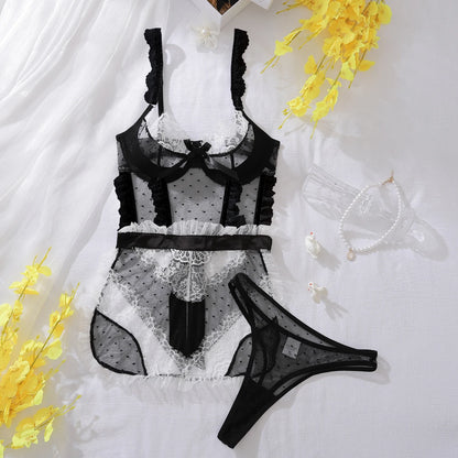 Sexy Strapless Lace Corset Two-Piece Set