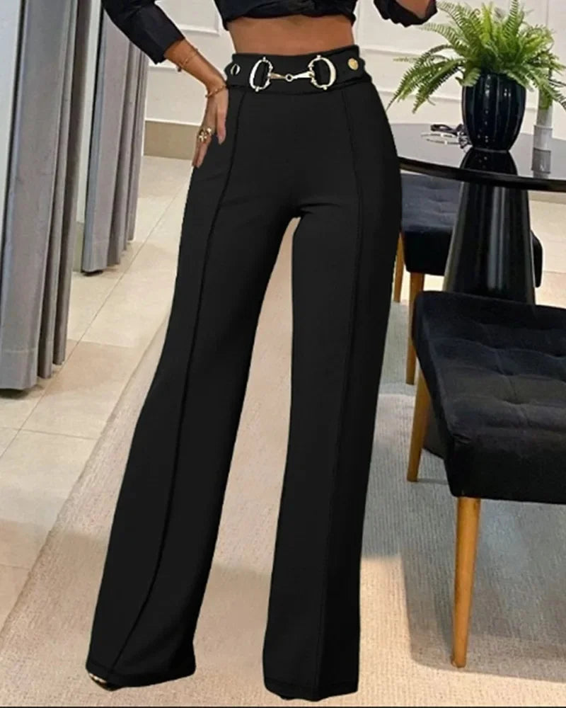 Solid Color Women's Straight-Leg Pants