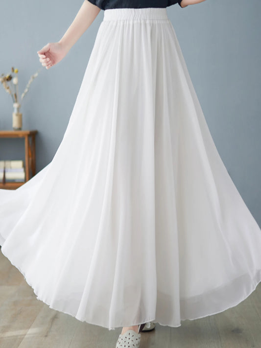 Women's High-Waist Chiffon A-Line Skirt