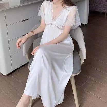 Summer Satin Lace Nightdress with Bra
