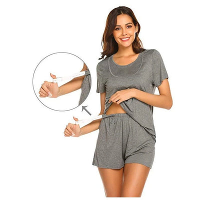 Plus Size Maternity Nursing Pajamas Set