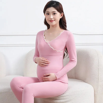 Warm Maternity Padded Nursing Pajama Set