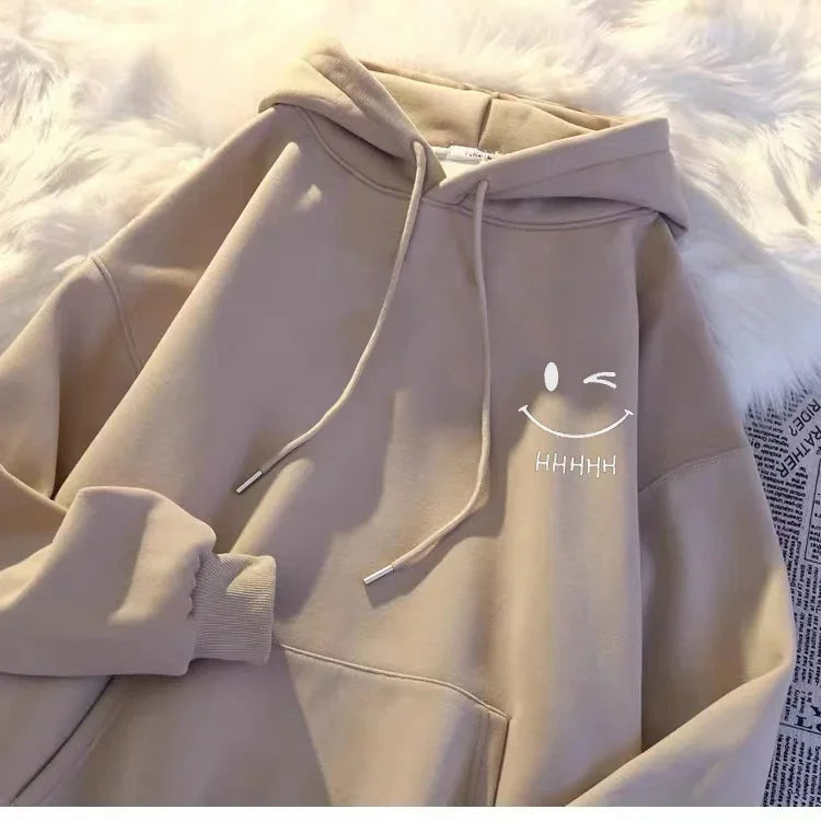 Women's Smiling Face Couple Hooded