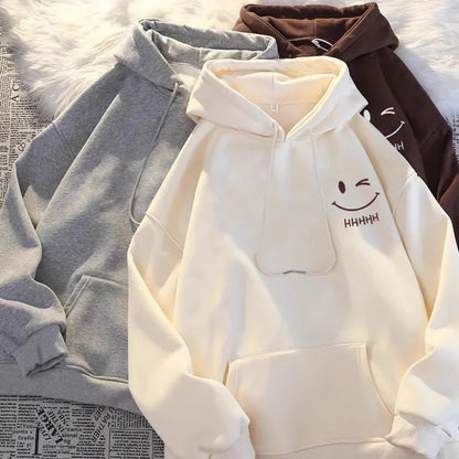 Women's Smiling Face Couple Hooded