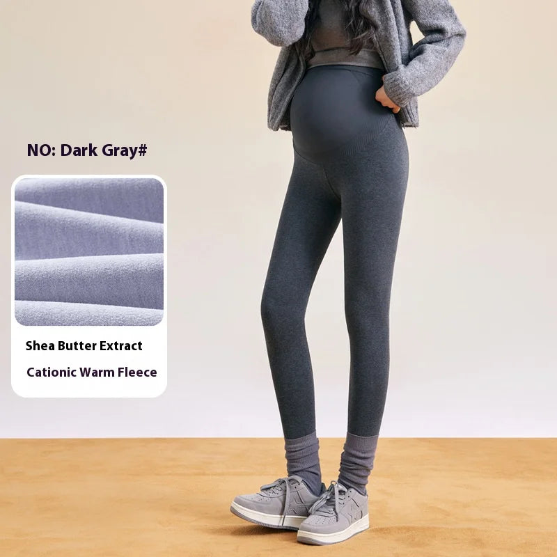 Plus Size Winter Fleece-Lined Maternity Leggings