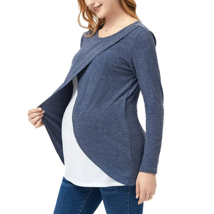 Multicolor Round Neck Nursing Top