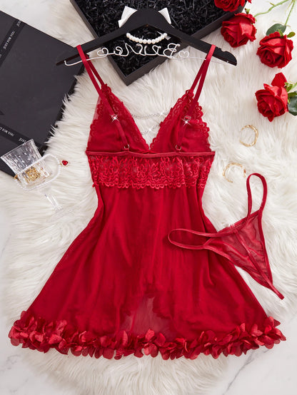 Women's Sexy Red Lingerie Night Dress