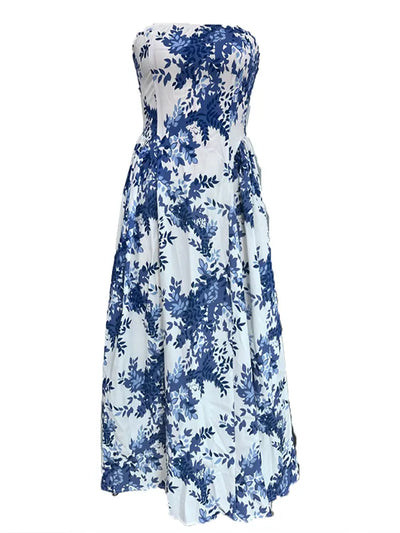 Boho Strapless Floral Maxi Dress