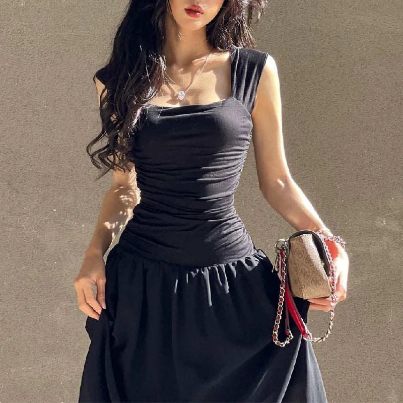 Elegant Ruched Slip Maxi Dress