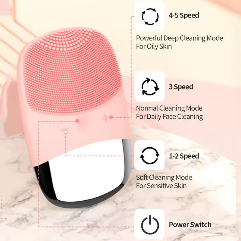 Electric Silicone Ultrasonic Facial Brush