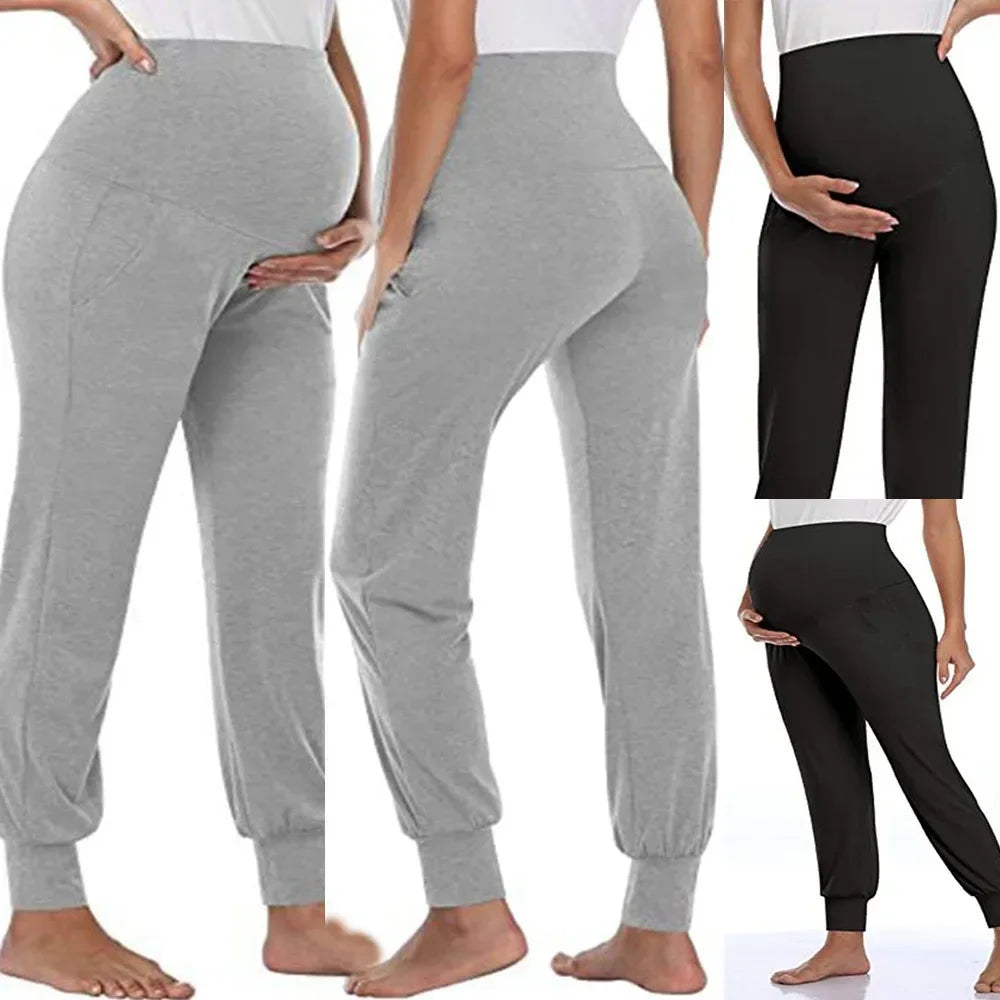 High Waist Stretch Joggers with Pockets