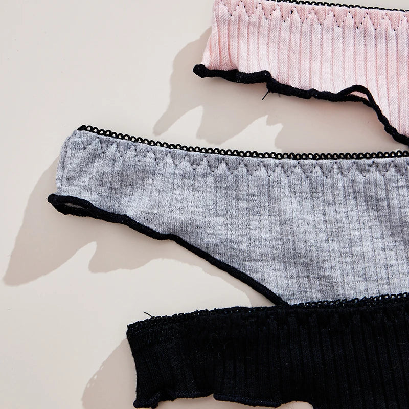 3-Piece Low-Rise Cotton Thong Set