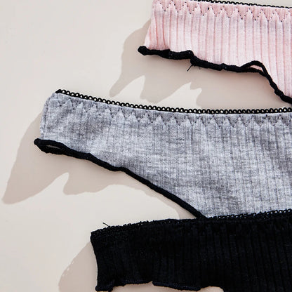 3-Piece Low-Rise Cotton Thong Set