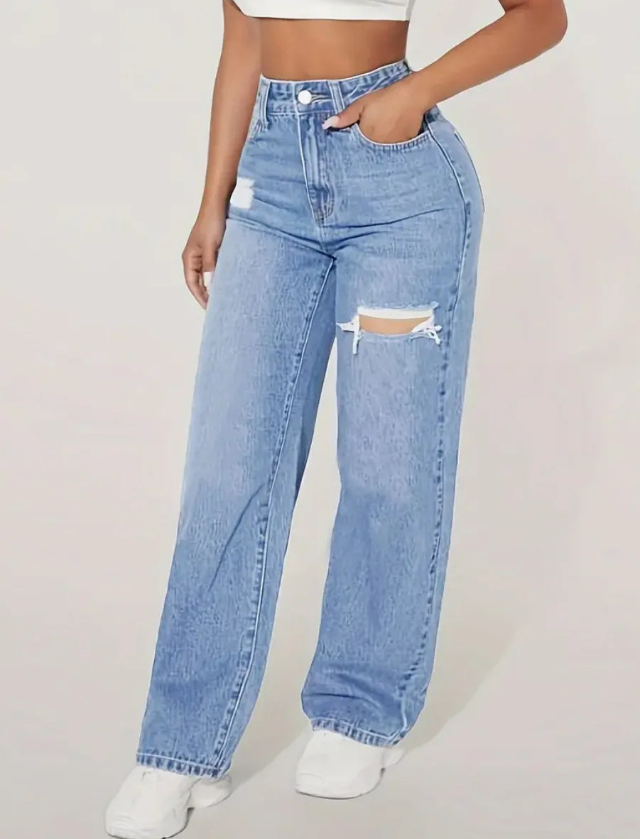 Women’s High Waist Wide Leg Mom Jeans