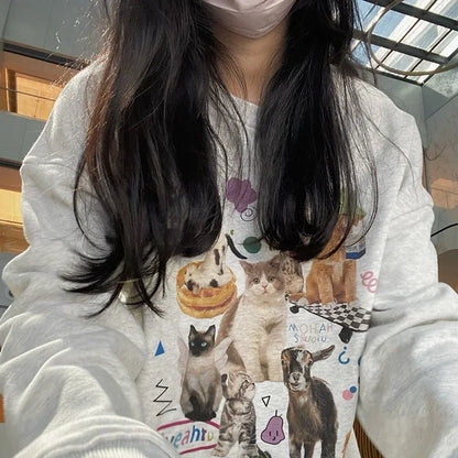 Milk Cat Graphic Sweatshirt Women