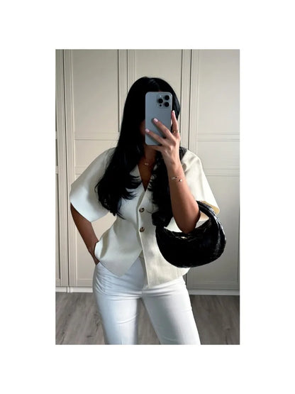 Women Short Sleeve V-neck Vests Top