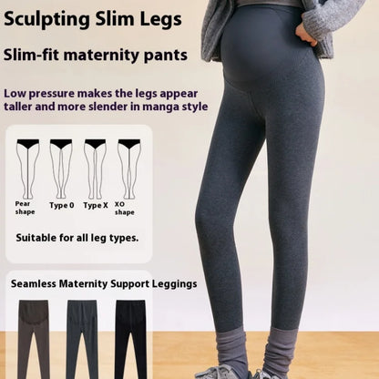 Plus Size Winter Fleece-Lined Maternity Leggings