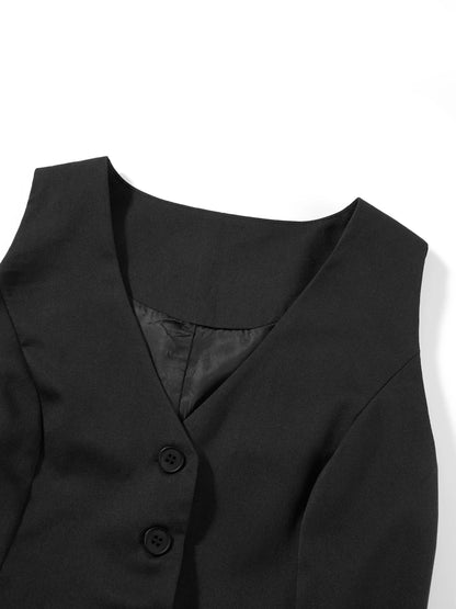 Women's Fashion Black Sleeveless Vests