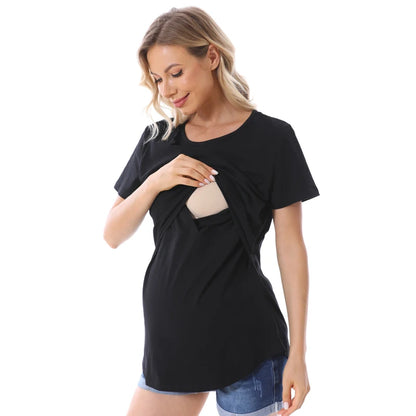 Plus Size Maternity Nursing T-Shirt Short