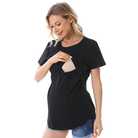 Plus Size Maternity Nursing T-Shirt Short
