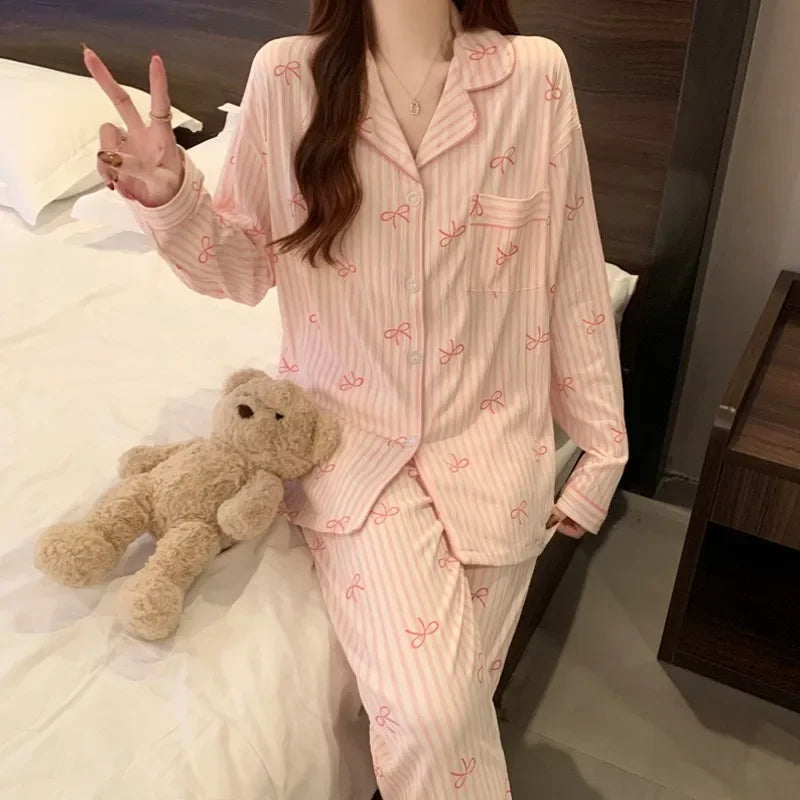 Striped Maternity Cardigan Pajama Set