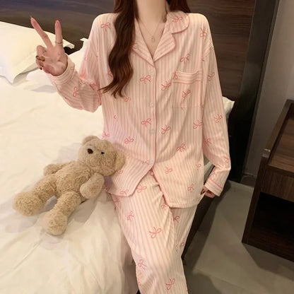 Striped Maternity Cardigan Pajama Set