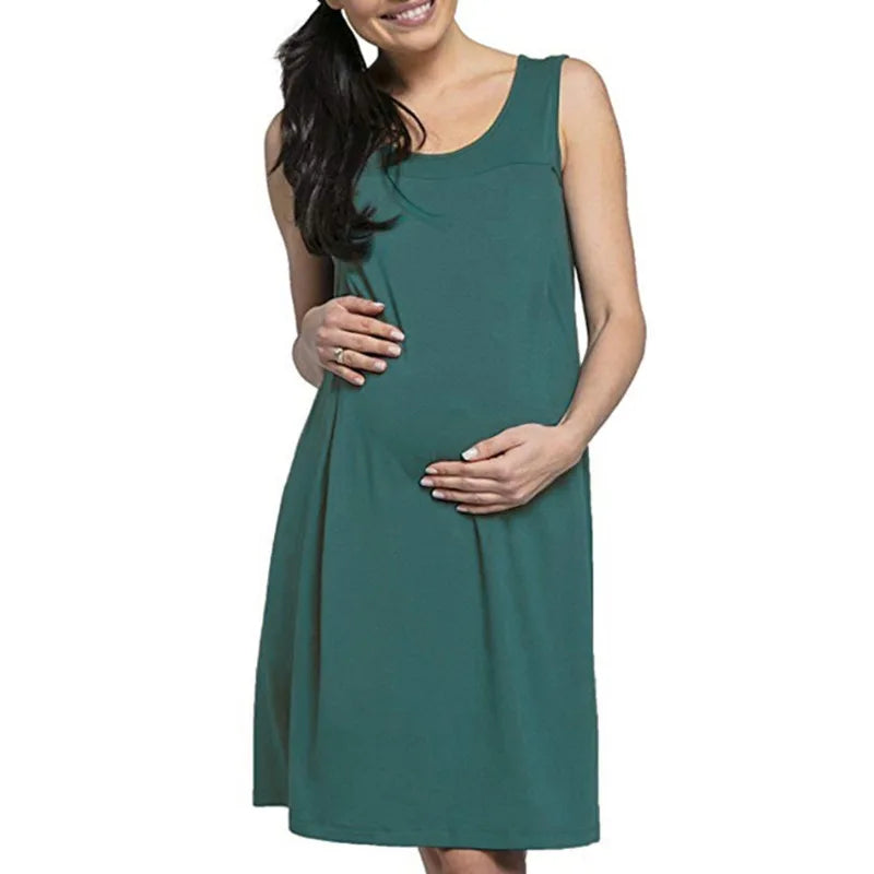 Solid Color Nursing Dress