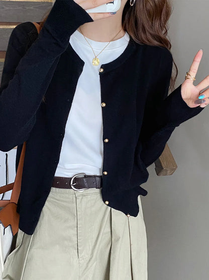 Korean Solid Color Knit Cardigan