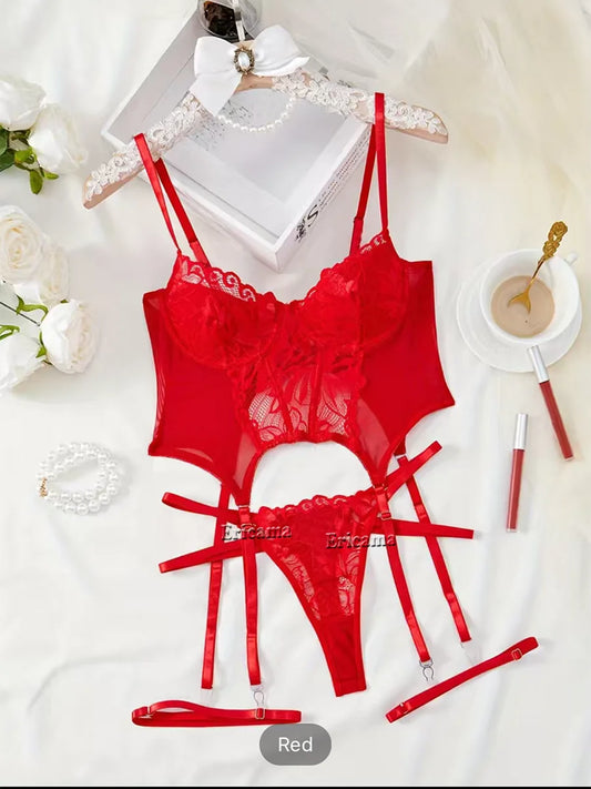 Floral Lace Garter & Choker Set